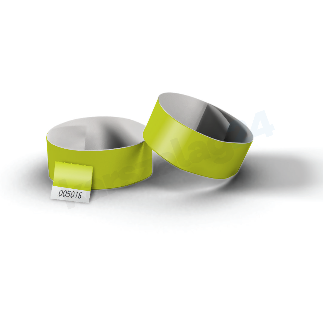 tyvek karszalag neon sárga Tőszelvényes tyvek karszalag neon sárga