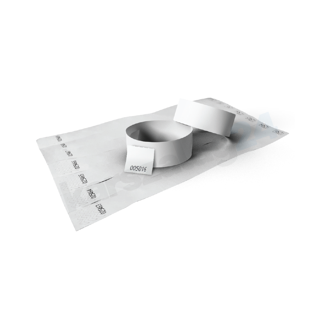 Ellenörzőszelvényes papír karszalag feliratozás fehér Ellenörzőszelvényes papír karszalag fehér