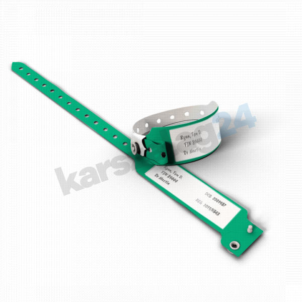 zöld zsebes felnőtt kórházi karszalag rendelés