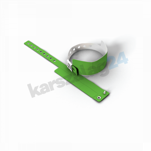 3 ellenörzőszelvényes műanyag karszalag nyomtatás olcsón neon zöld