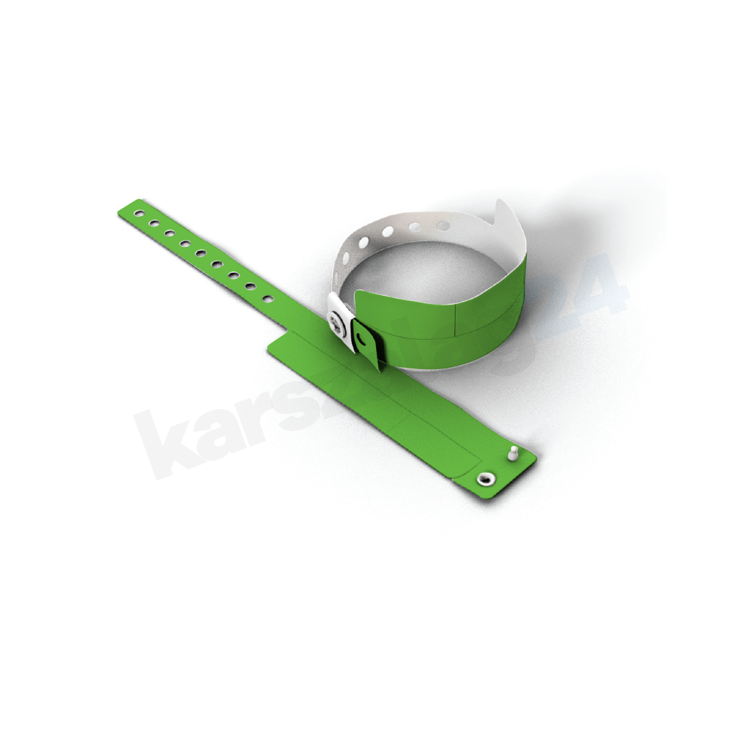 muanyag_karszalag_3-stub_gyartas_neon_zold 3 ellenörzőszelvényes műanyag karszalag nyomtatás olcsón neon zöld