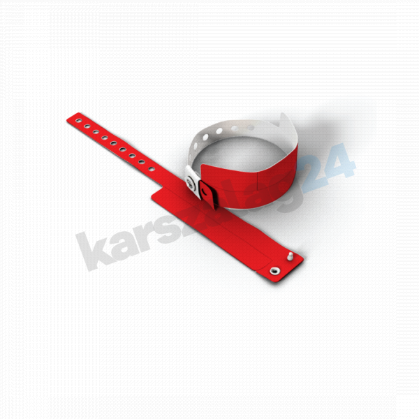 3 ellenörzőszelvényes műanyag karszalag nyomtatás olcsón piros