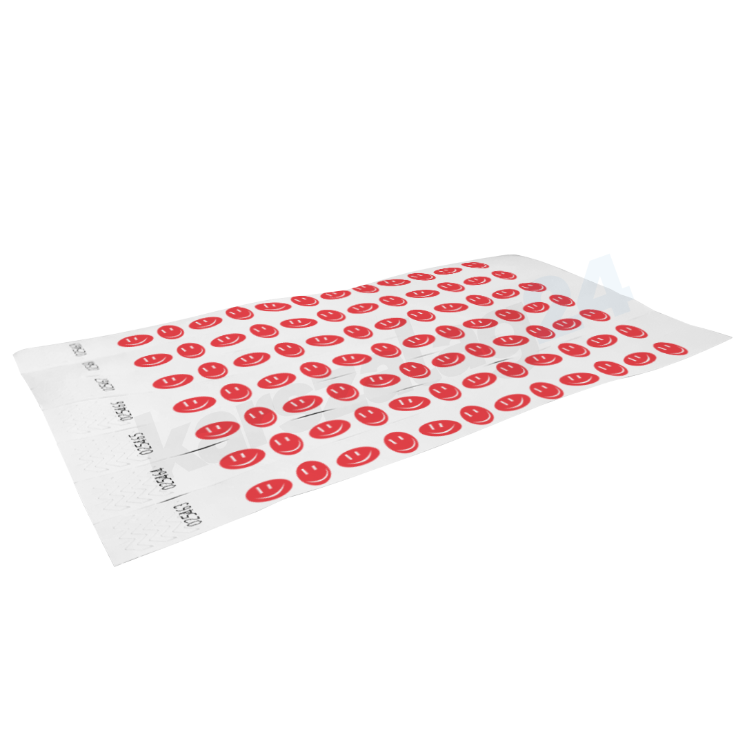 papir_karszalag_tyvek_mintas_happy-face_kiteritett Happy Face fesztivál karszalag gyártás